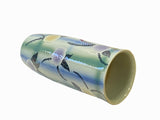 Artistic Flower Blue Green Checker Cross Porcelain Tall Slim Round Vase ws3513S