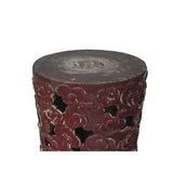 Ceramic Brick Red Cloud Scroll Round Tall Pedestal Table Display Stand ws3528S