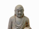 12" Iron Rustic Sitting Lohon Monk Study Reading Meditation Statue ws3621S