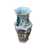 Oriental Hexagonal Floral Peacocks Graphic Porcelain Art Vase ws4733S