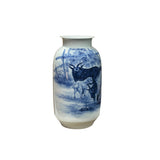 Chinese Blue White Handpaint San Yang Kai Tai Scenery Porcelain Vase ws4759S