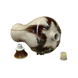 Oriental Silver Color Metal Dragons Motif Ceramic Jar Vase Art ws4801S