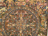Tibetan Handpainted Canvas Mandala of Buddhas Thangka Framed Art ws4834S