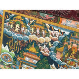 Tibetan Handpainted Fabric Trim Mountains of Buddhas Thangka Framed Art ws4808S