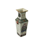 Chinese White Canton Famille Mille Graphic Square Porcelain Vase ws4887S