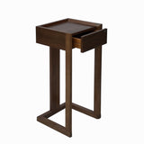 32" Chinese Oriental Minimalistic Square Brown Plant Stand Pedestal Table cs7782S