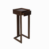 39.5" Oriental Minimalistic Square Brown Plant Stand Pedestal Table cs7783S