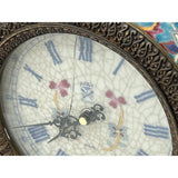Vintage Chinese Turquoise Ceramic Metal Frame Western Clock Display ws3526S