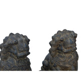 24.5" Pair Chinese Rustic Stone Fengshui Foo Dogs Lions Statue ws3625AS