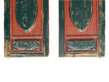 Pair Vintage Chinese Red Black Fujian Style Carving Wood Wall Door Panels ws3659S