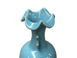 Orient Light Blue Fluted Rim Circle Rings Ceramic Vase ws4710S