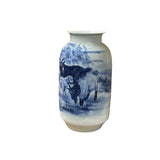 Chinese Blue White Handpaint San Yang Kai Tai Scenery Porcelain Vase ws4759S