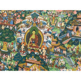 Tibetan Handpainted Fabric Trim Mountains of Buddhas Thangka Framed Art ws4808S