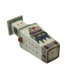 Chinese White Canton Famille Mille Graphic Square Porcelain Vase ws4887S