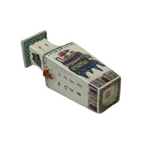 Chinese White Canton Famille Mille Graphic Square Porcelain Vase ws4888S