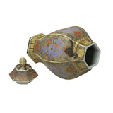Handmade Chinese Porcelain Hexagonal Pagoda Vase with Lid – Floral & Bird Motif ws4841S