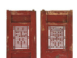 Pair Vintage Chinese Red Black Fujian Style Carving Wood Wall Door Panels ws3659S
