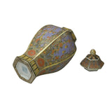 Handmade Chinese Porcelain Hexagonal Pagoda Vase with Lid – Floral & Bird Motif ws4841S