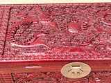 26.5" Small Oriental Brown Phoenix Dragon Carving Camphor Trunk Table cs7714S
