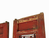Pair Vintage Chinese Red Black Fujian Style Carving Wood Wall Door Panels ws3659S