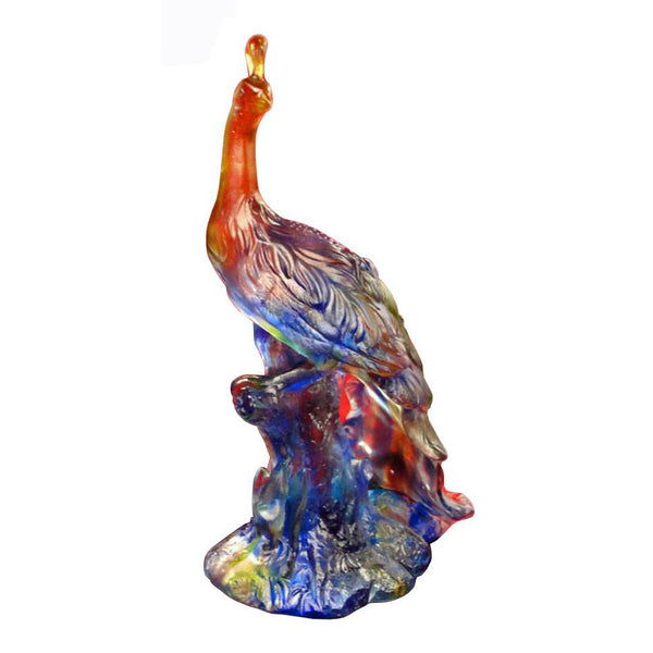Chinese Crystal Glass Pate-de-verre Liuli Mix Color Peacock Figure wk2197S Chinese Crystal Glass Pate-de-verre Liuli Mix Color Peacock Figure wk2197S