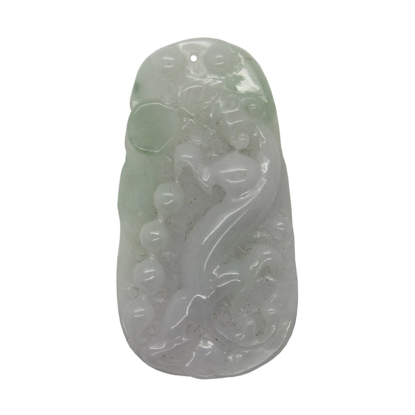 Chinese Carved Jade Zodiac Dragon With Longevity Peach Feng Shui Pendant vs968NS
