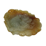 Quality Carved Jade Pendant With Fish Biting Fortune On Lotus Leaf k174NS