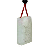 Carved Jade Rectangular Shape Modern Chinese Sachet Bag Perfume Bottle Pendant n541S