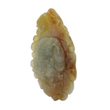 Quality Carved Jade Pendant With Fish Biting Fortune On Lotus Leaf k174NS