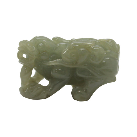 Detail Chinese Hand Carved Natural Jade Lucky Pixiu Figure Pendant k341NS