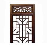 Chinese Brown Geometric Pattern Theme Wood Panel Floor Screen 4pcs cs7054S