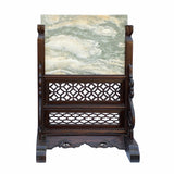 Natural Marble Stone Plaque with Carved Wood Stand – Abstract Feng Shui Decor cs6967S