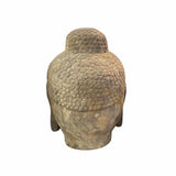 Chinese Oriental Black Gray Stone Carved Buddha Head Figure ws1542S