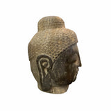 Chinese Oriental Black Gray Stone Carved Buddha Head Figure ws1542S