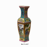 Vintage Chinese Porcelain Vase – Turquoise Base with Western Illustration ws1478S