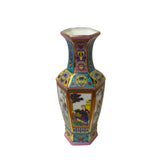 Vintage Chinese Porcelain Vase – Turquoise Base with Western Illustration ws1478S