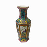 Vintage Chinese Porcelain Vase – Turquoise Base with Western Illustration ws1478S