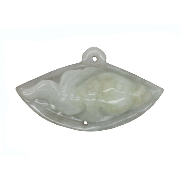 Detail Chinese Hand Carved Natural Jade Fish On Fan Lucky Feng Shui Pendant n514S Detail Chinese Hand Carved Natural Jade Fish On Fan Lucky Feng Shui Pendant n514S