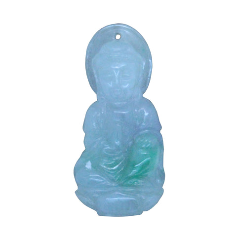 Light Green Sitting Jade Kwan Yin - Bodhisattva - Goddess Of Mercy Jade Pendant n539S