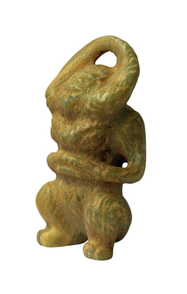 Natural Yellow & Green Stone Carving Ancient Chinese Mythology Standing Cow Statue n317S