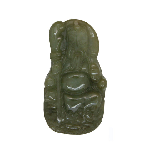 Dark Green Jade Pendant With Standing General Guan, Kwan Kong figure n544S
