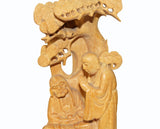 Zen Master Lecture Under Juniper Tree Box Wood Carving Figure n591S