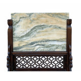 Natural Marble Stone Plaque with Carved Wood Stand – Abstract Feng Shui Decor cs6967S