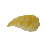 Carved Chinese Natural Yellow Jade Pixie On Leaf Pendant k153NS