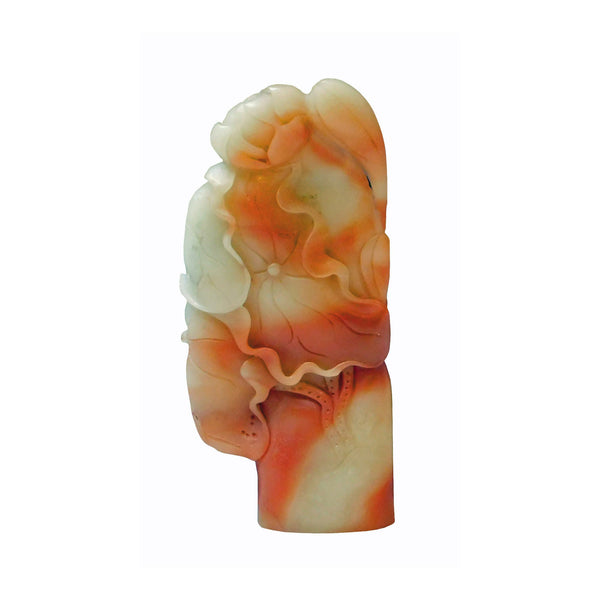 Hand Carved Natural Soapstone Lotus Flower Pond Column Sculpture - Stamp Seal n436S Hand Carved Natural Soapstone Lotus Flower Pond Column Sculpture - Stamp Seal n436S