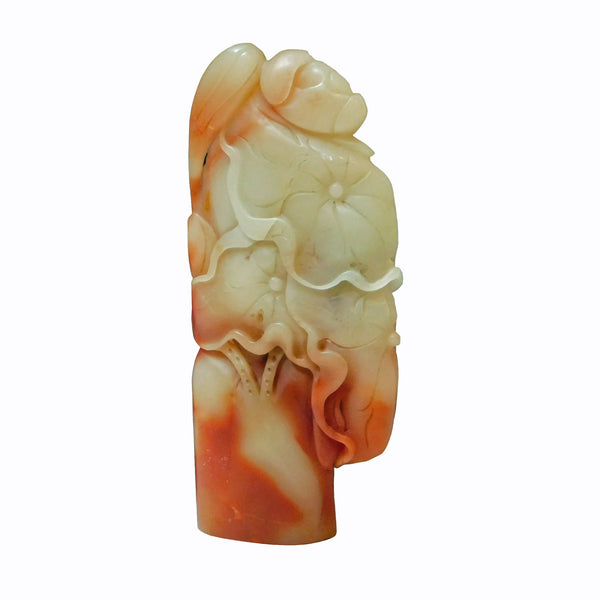 Hand Carved Natural Soapstone Lotus Flower Pond Column Sculpture - Stamp Seal n436S Hand Carved Natural Soapstone Lotus Flower Pond Column Sculpture - Stamp Seal n436S