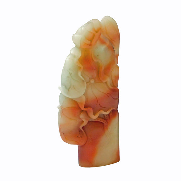 Hand Carved Natural Soapstone Lotus Flower Pond Column Sculpture - Stamp Seal n436S Hand Carved Natural Soapstone Lotus Flower Pond Column Sculpture - Stamp Seal n436S