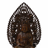 Chinese Brown Sitting Guan Yin Tara Bodhisattva Avalokitesvara Wood Statue ws1761S