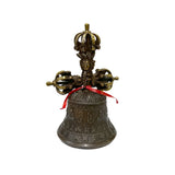 Handmade Tibetan Ceremony Bell & Dorje Set – Bronze Metal with Pupa Handle ws2884S