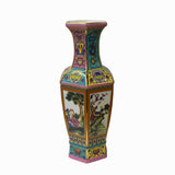 Vintage Chinese Porcelain Vase – Turquoise Base with Western Illustration ws1478S